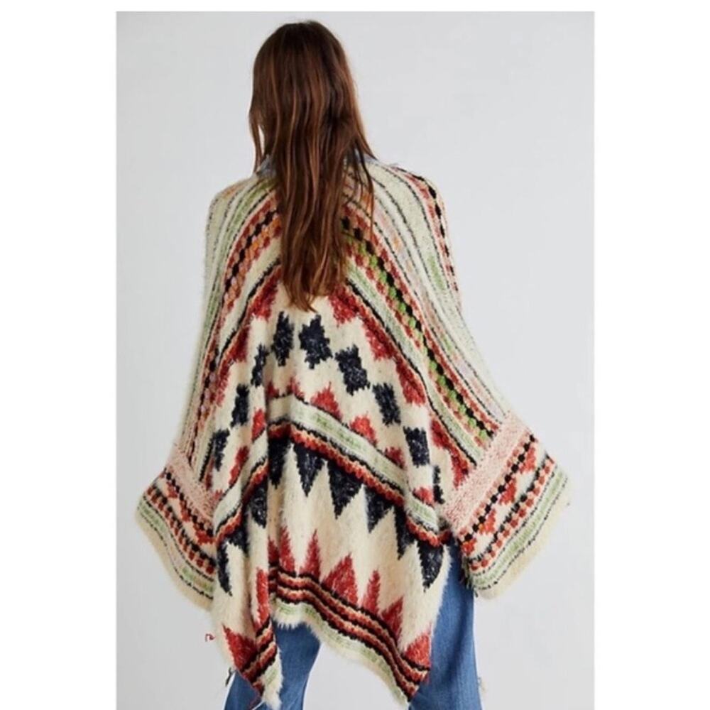 Awesome Free People Running Wild Poncho Cardigan Medium Large New - Picture 2 of 11
